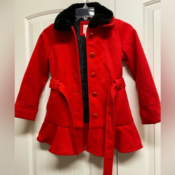 Cat and Jack Girls Red Coat with Removable Faux Fur Collar S - Picture 7 of 7